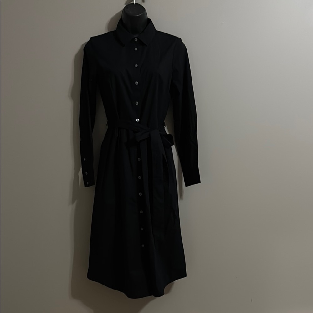 J. Crew Factory Black Long Sleeve Shirt Dress